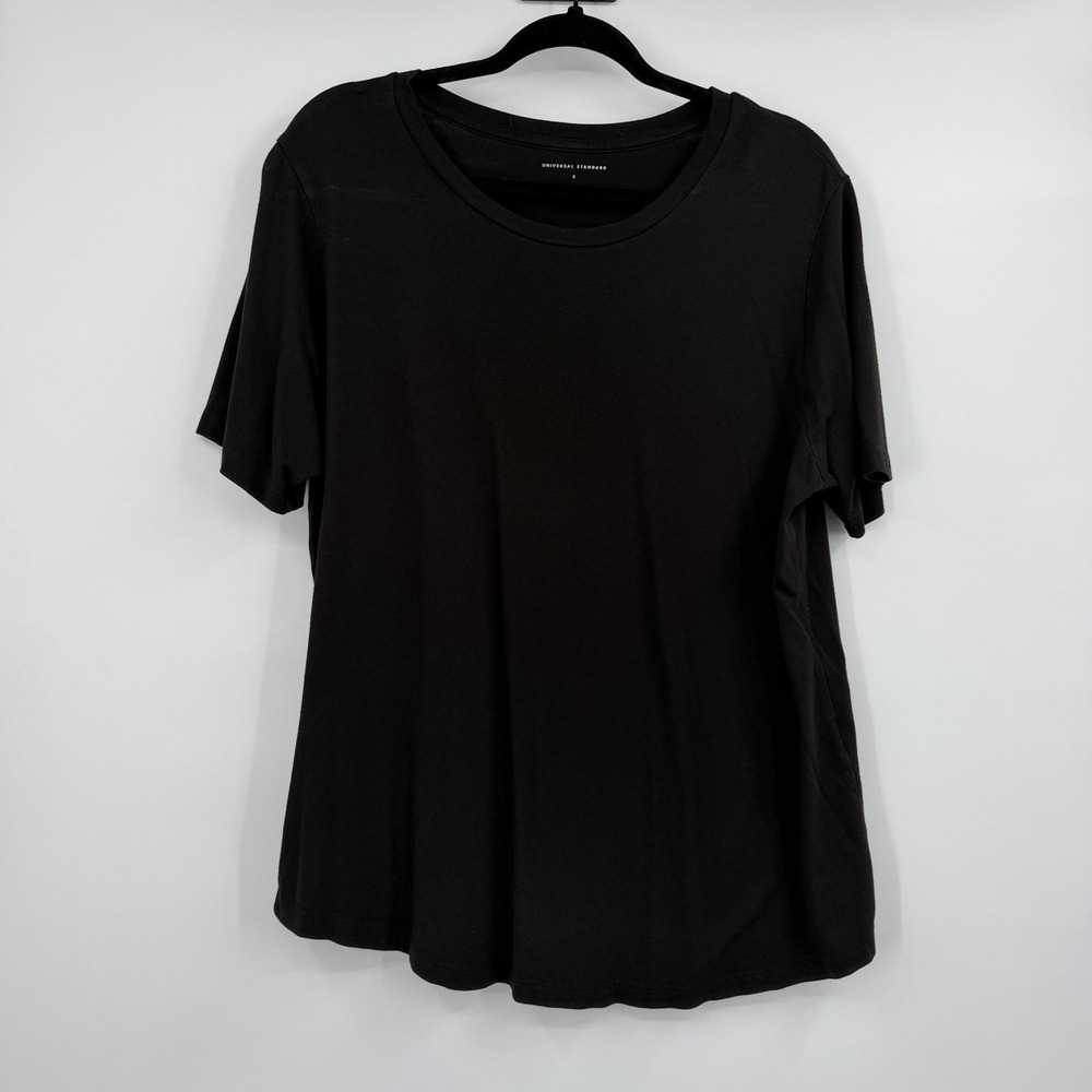 Universal Standard Shirt Top Womens XL Black Jersey Stretch Tagless Relaxed Fit